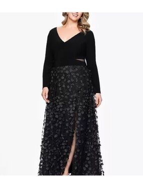 Black Floral Appliqué Maxi Skirt - Women's Skirt
